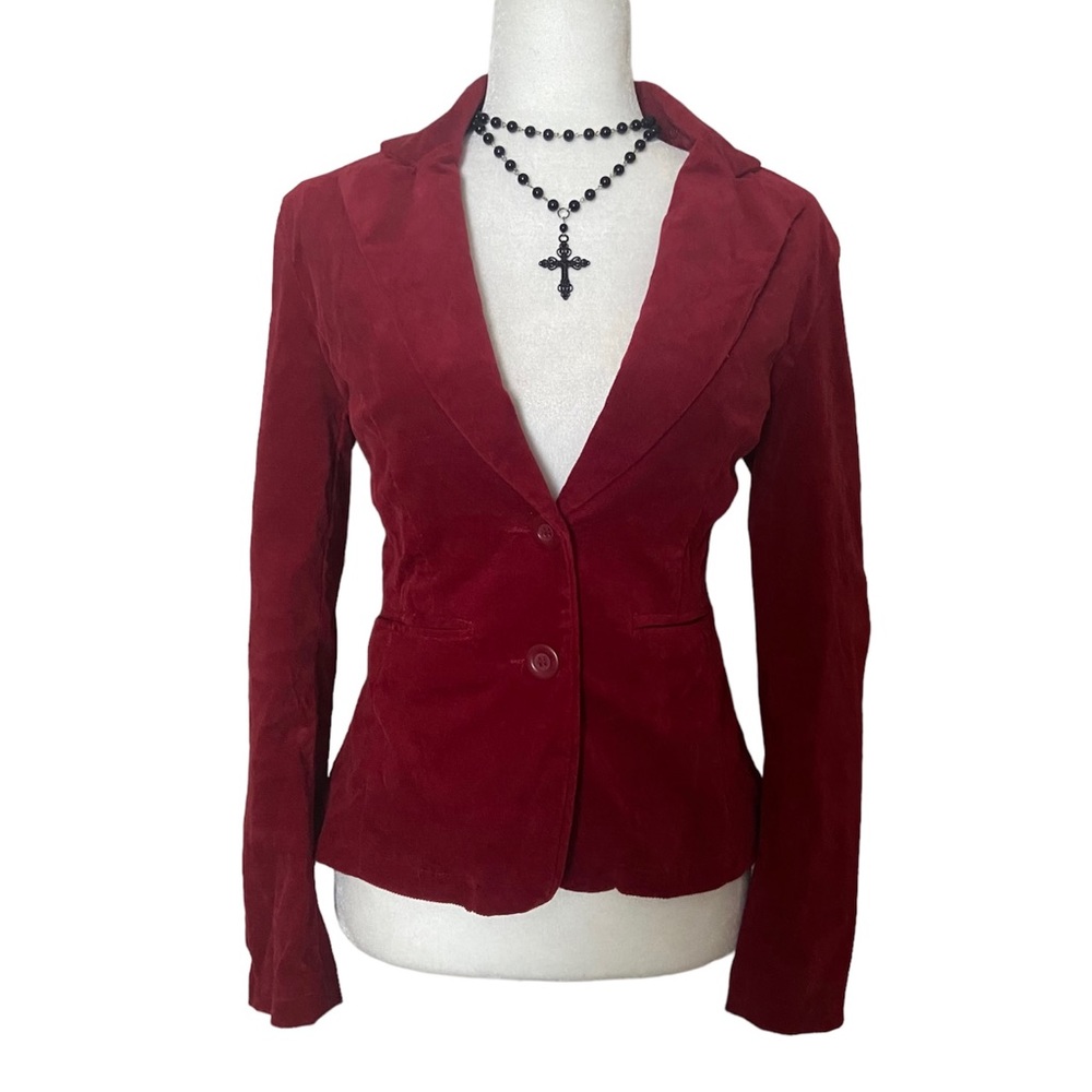 Wilsons Leather Red Velvet Blazer Jacket
